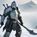 오딘 발할라 라이징 날씨 시스템과 전투 영향 - **"An epic fantasy warrior in heavy, cold-resistant armor stands firm in a desolate, snow-covered mo...