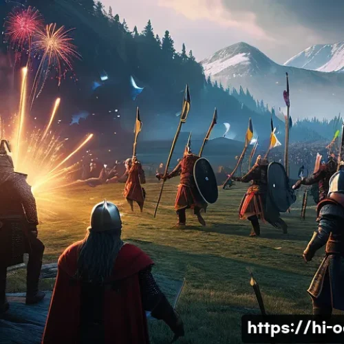 Home 31 오딘 발할라 라이징 무료 의상 스킨 획득법 - A vibrant digital scene of a festive in-game event from Odin: Valhalla Rising, showcasing a diverse ...