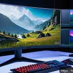 Home 20 오딘 발할라 라이징 최적화된 그래픽 설정 - A detailed gaming setup scene showcasing a high-end PC with dual monitors displaying a popular game ...