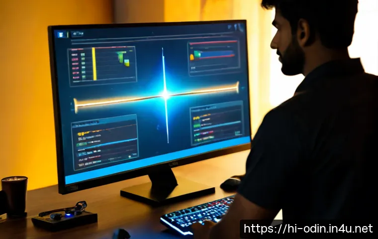 오딘 발할라 라이징 장비 강화 확률 - Photorealistic fantasy game equipment enhancement scene, a determined Indian male gamer viewed from ...